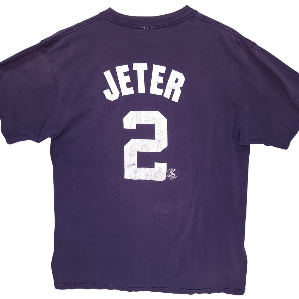Majestic Mens New York Yankees Derek Jeter 2 T-Shirt Navy Blue XL 1130 Distress